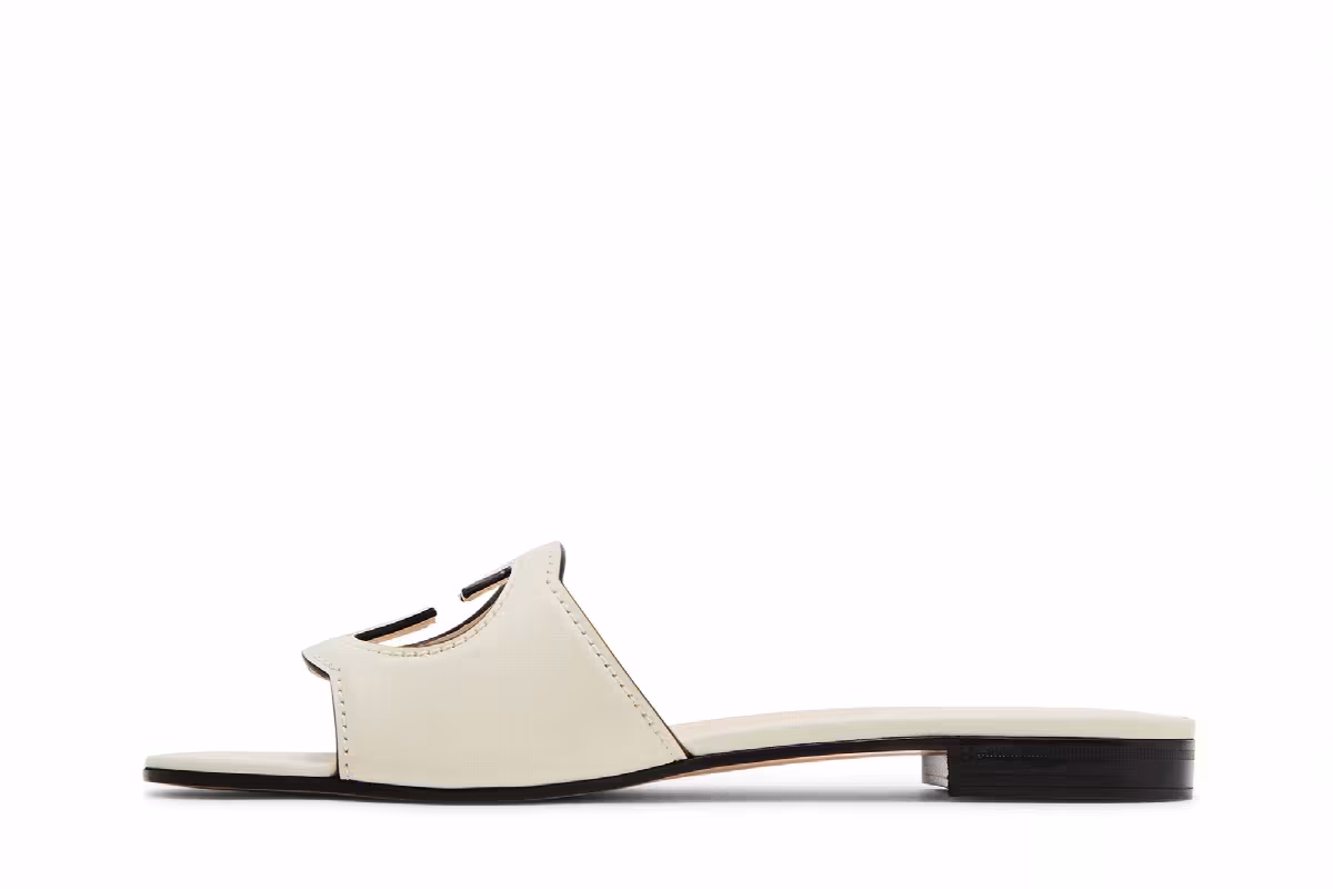 Gucci Women's Interlocking G Cut-Out Slide Sandal Mystic White, view 4