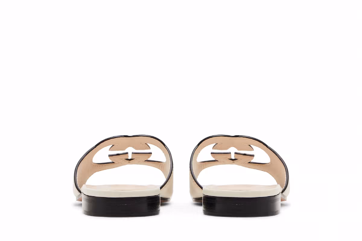 Gucci Women's Interlocking G Cut-Out Slide Sandal Mystic White, view 7