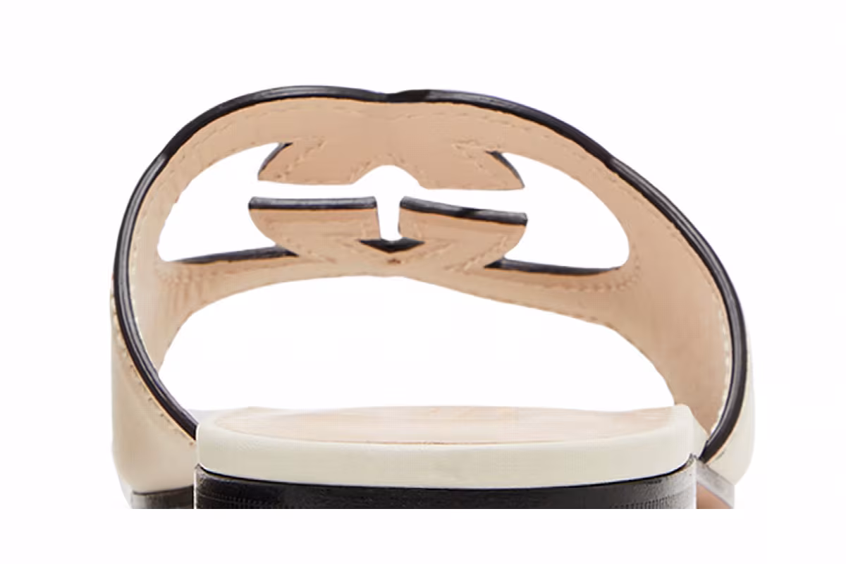 Gucci Women's Interlocking G Cut-Out Slide Sandal Mystic White, view 8