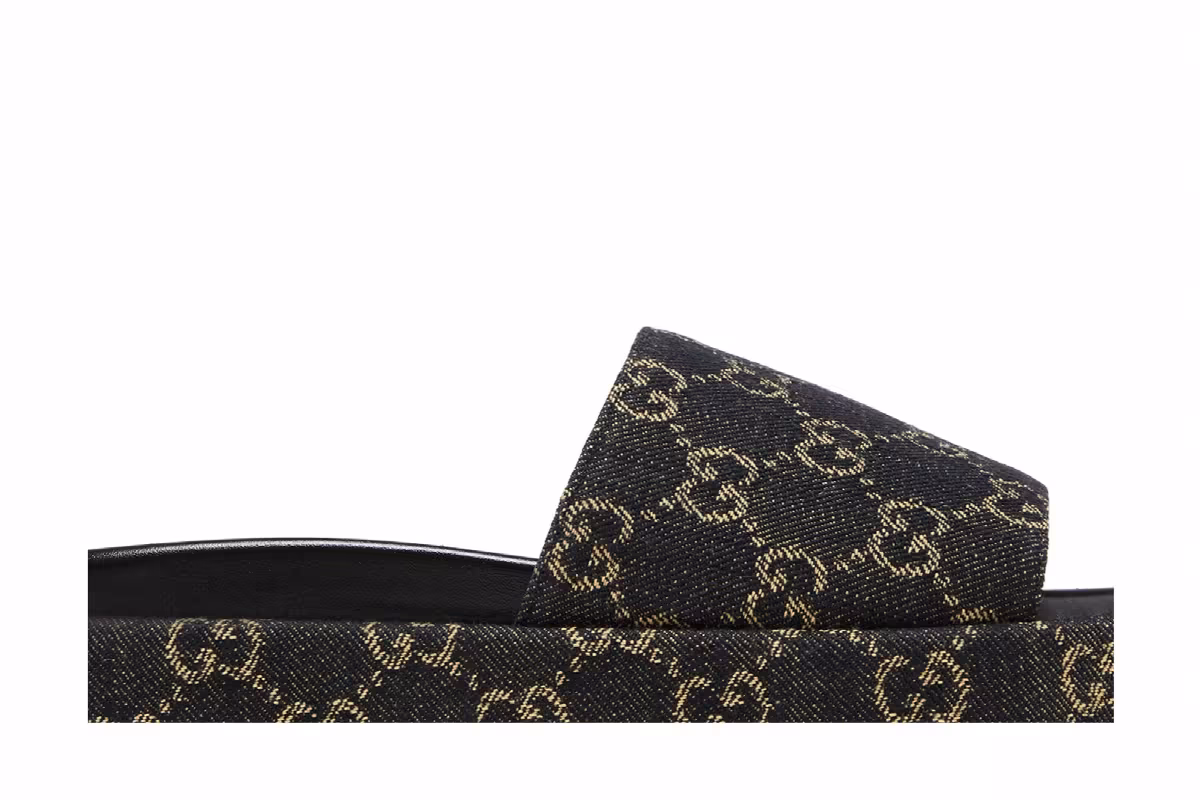 Gucci Women's GG Lame Platform Slide Sandal Black, view 3