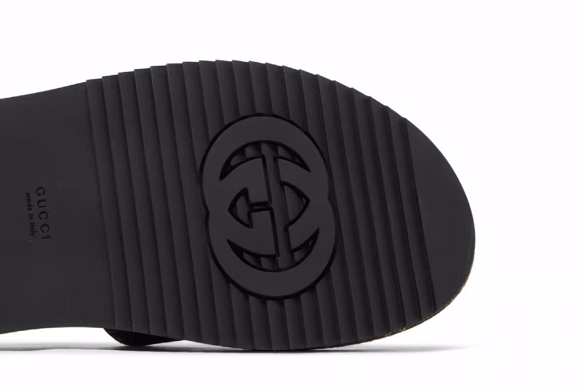 Gucci Women's GG Lame Platform Slide Sandal Black, view 6