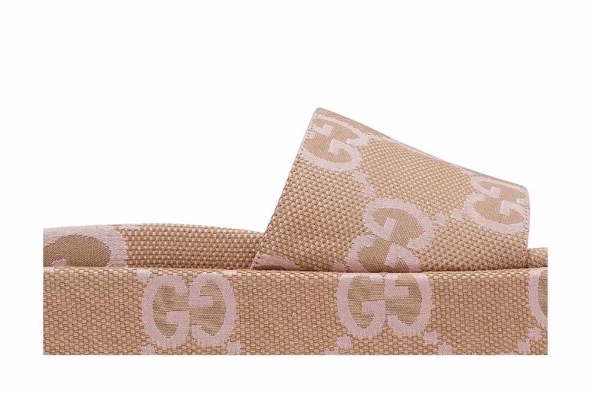 Gucci Women's Platform Slide Sandal Jumbo GG - Beige Light Pink, view 3