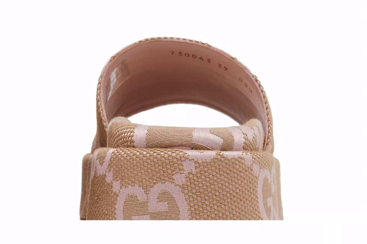 Gucci Women's Platform Slide Sandal Jumbo GG - Beige Light Pink, view 8
