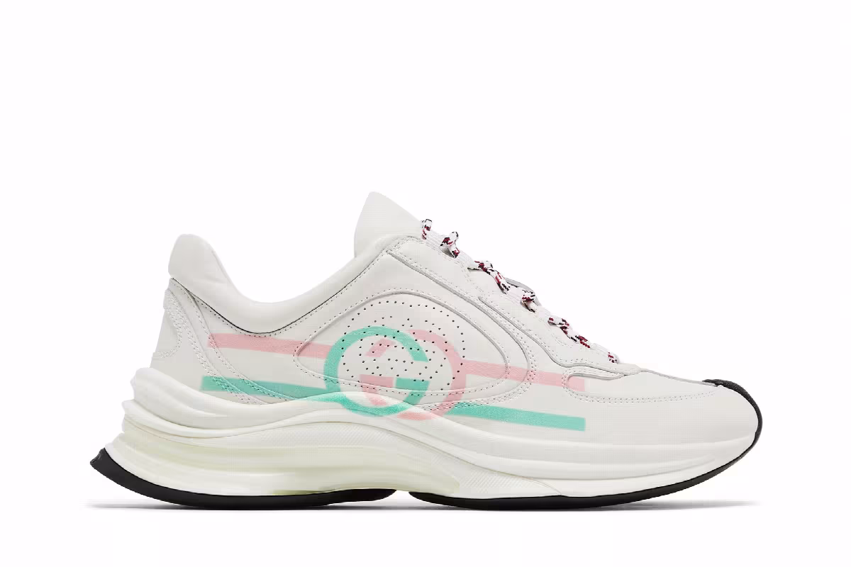 Gucci Women's Run Sneaker White Pink Turquoise, view 2