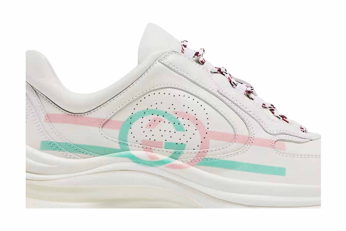 Gucci Women's Run Sneaker White Pink Turquoise, view 3