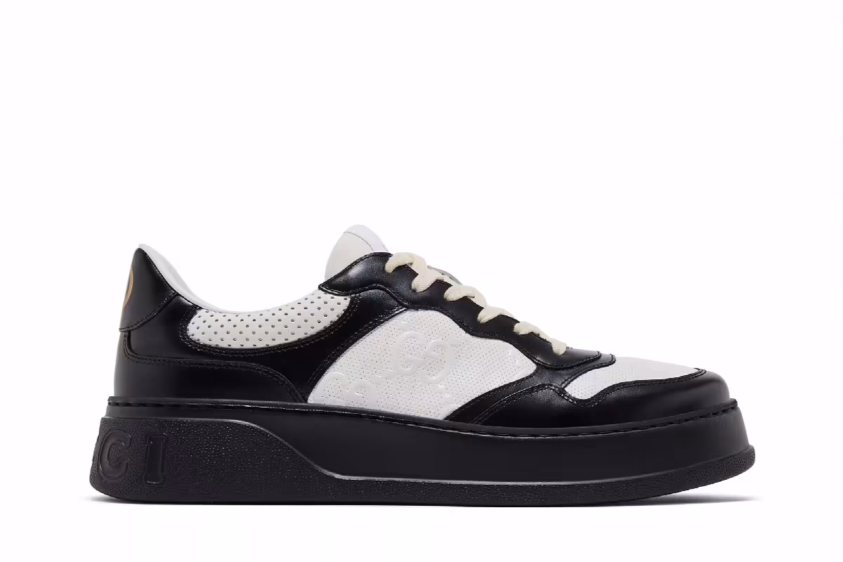 Gucci GG Embossed Sneaker Black White, view 2