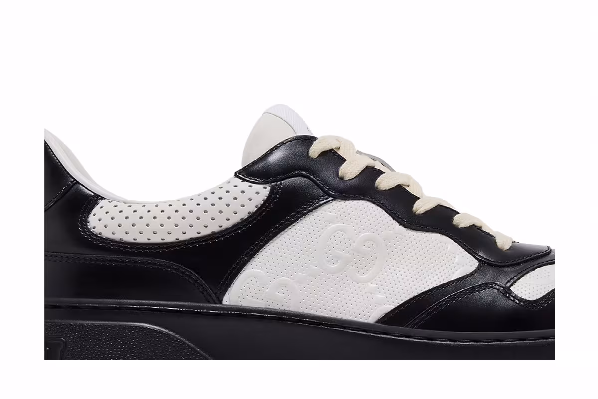 Gucci GG Embossed Sneaker Black White, view 3