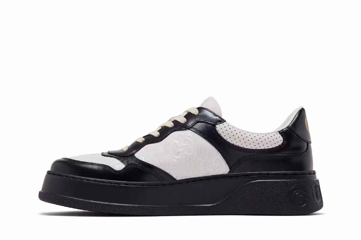 Gucci GG Embossed Sneaker Black White, view 4