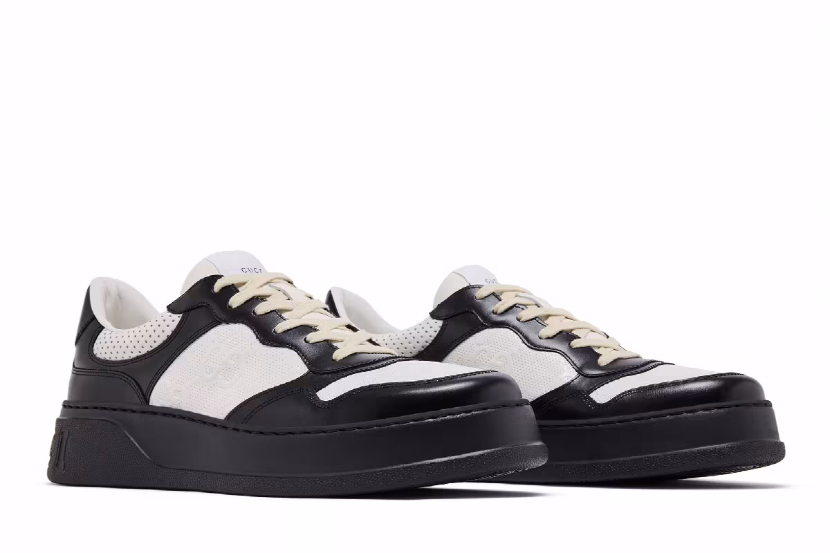 Gucci GG Embossed Sneaker Black White, view 9