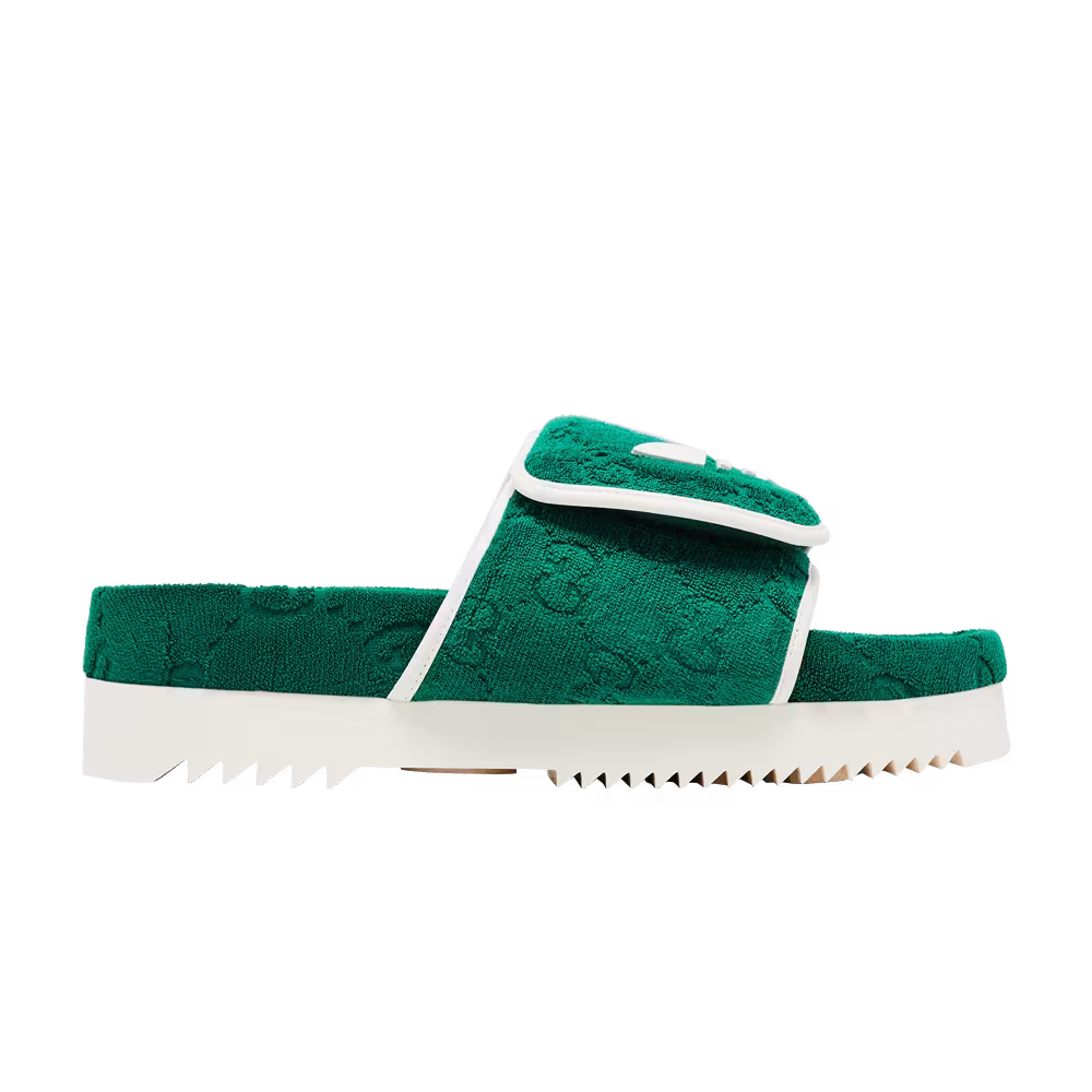Adidas x Gucci GG Platform Sandal Green Cotton Sponge