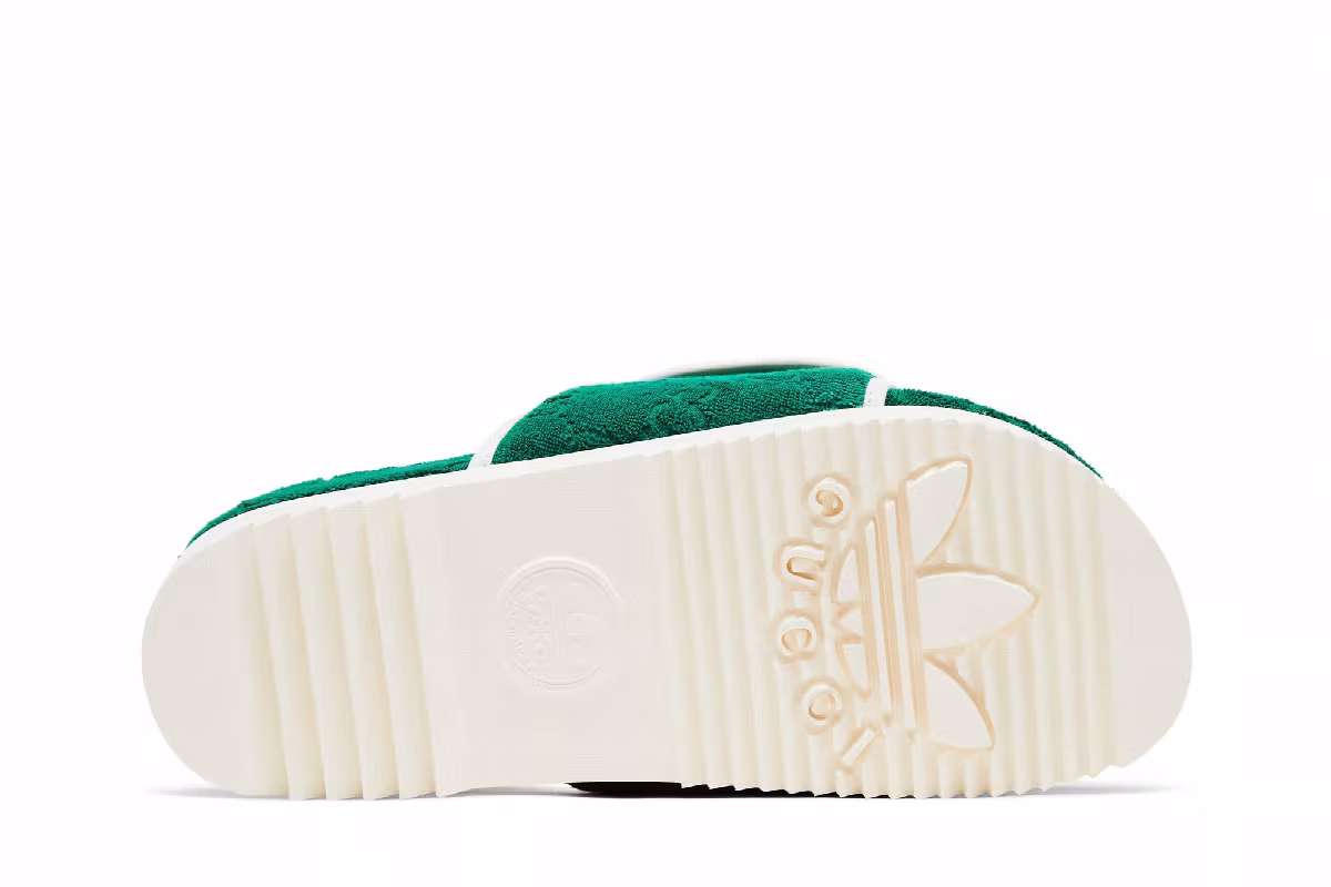 Adidas x Gucci GG Platform Sandal Green Cotton Sponge, view 5