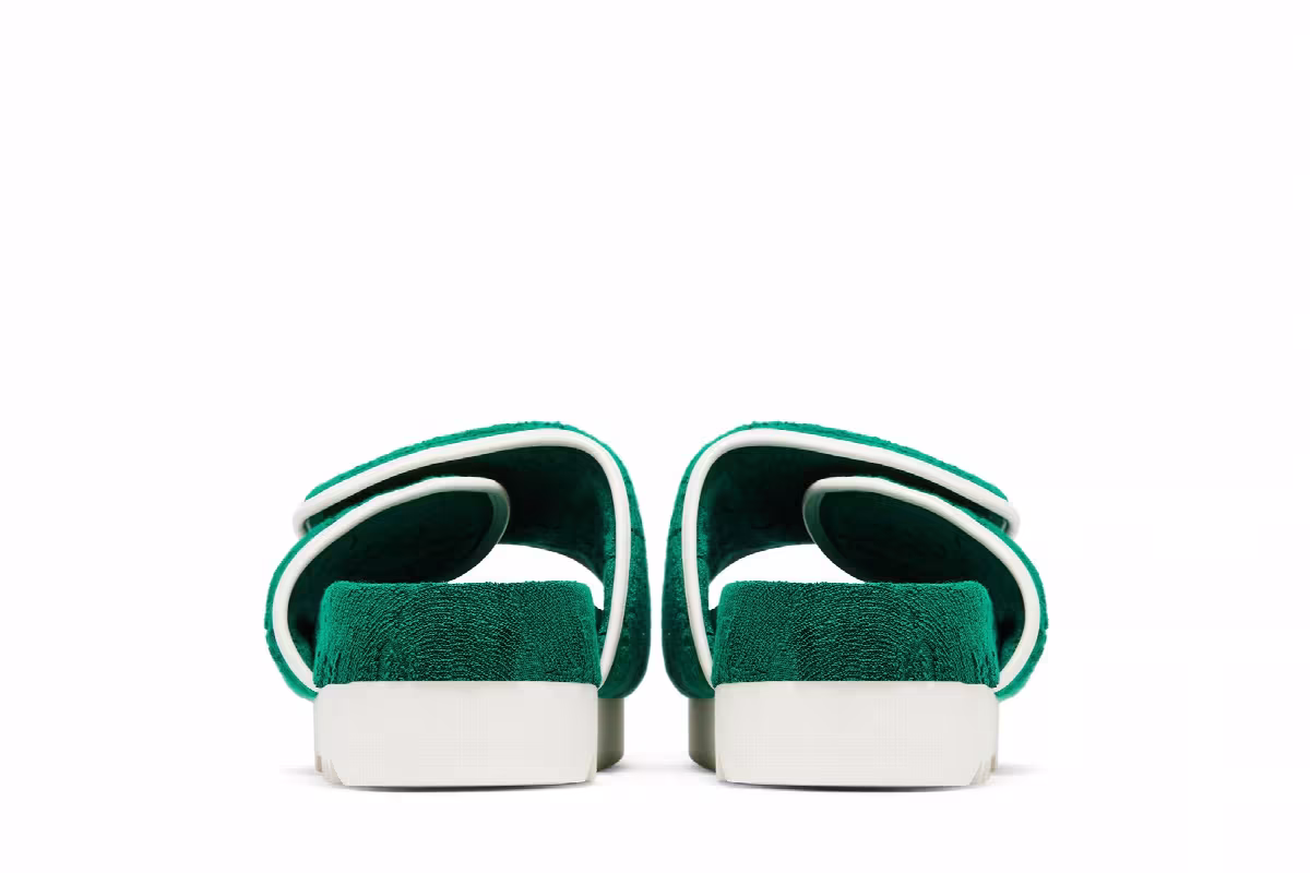 Adidas x Gucci GG Platform Sandal Green Cotton Sponge, view 7
