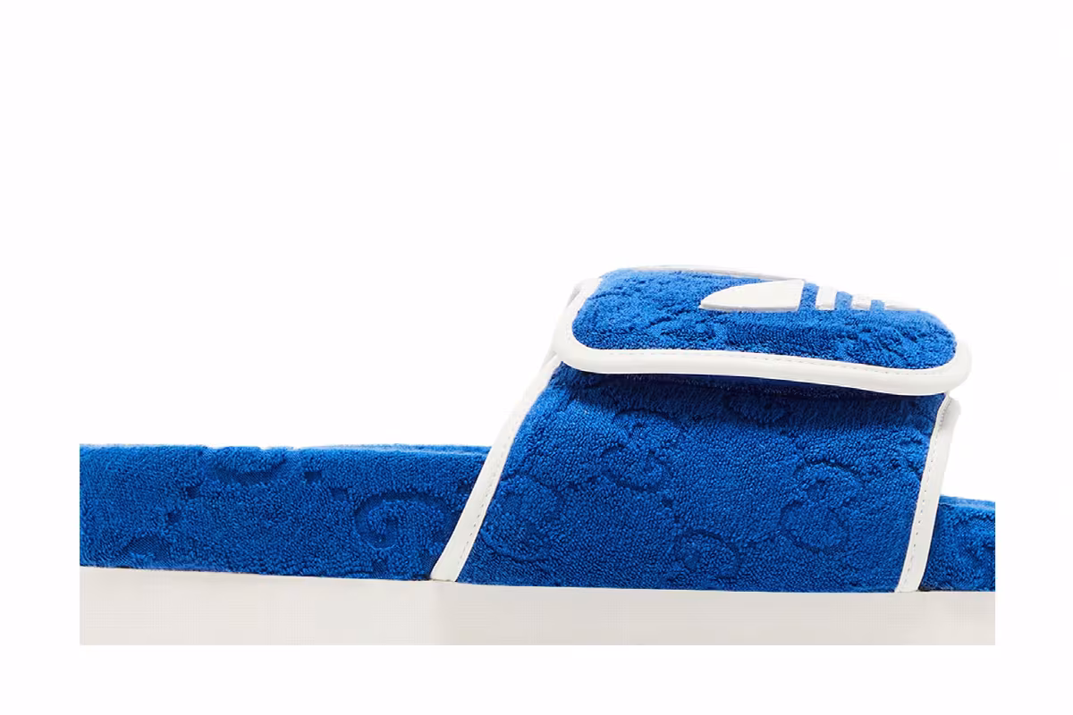 Adidas x Gucci GG Platform Sandal Blue Cotton Sponge, view 3