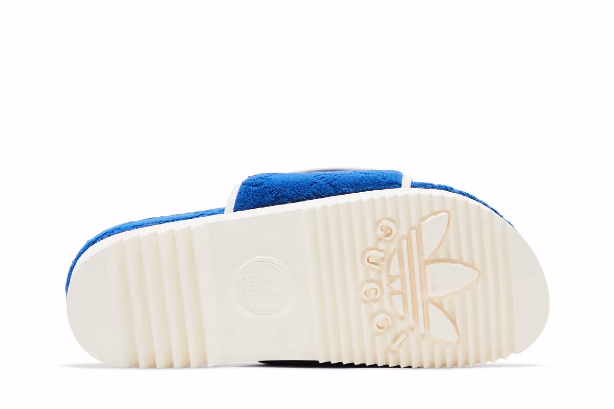 Adidas x Gucci GG Platform Sandal Blue Cotton Sponge, view 5
