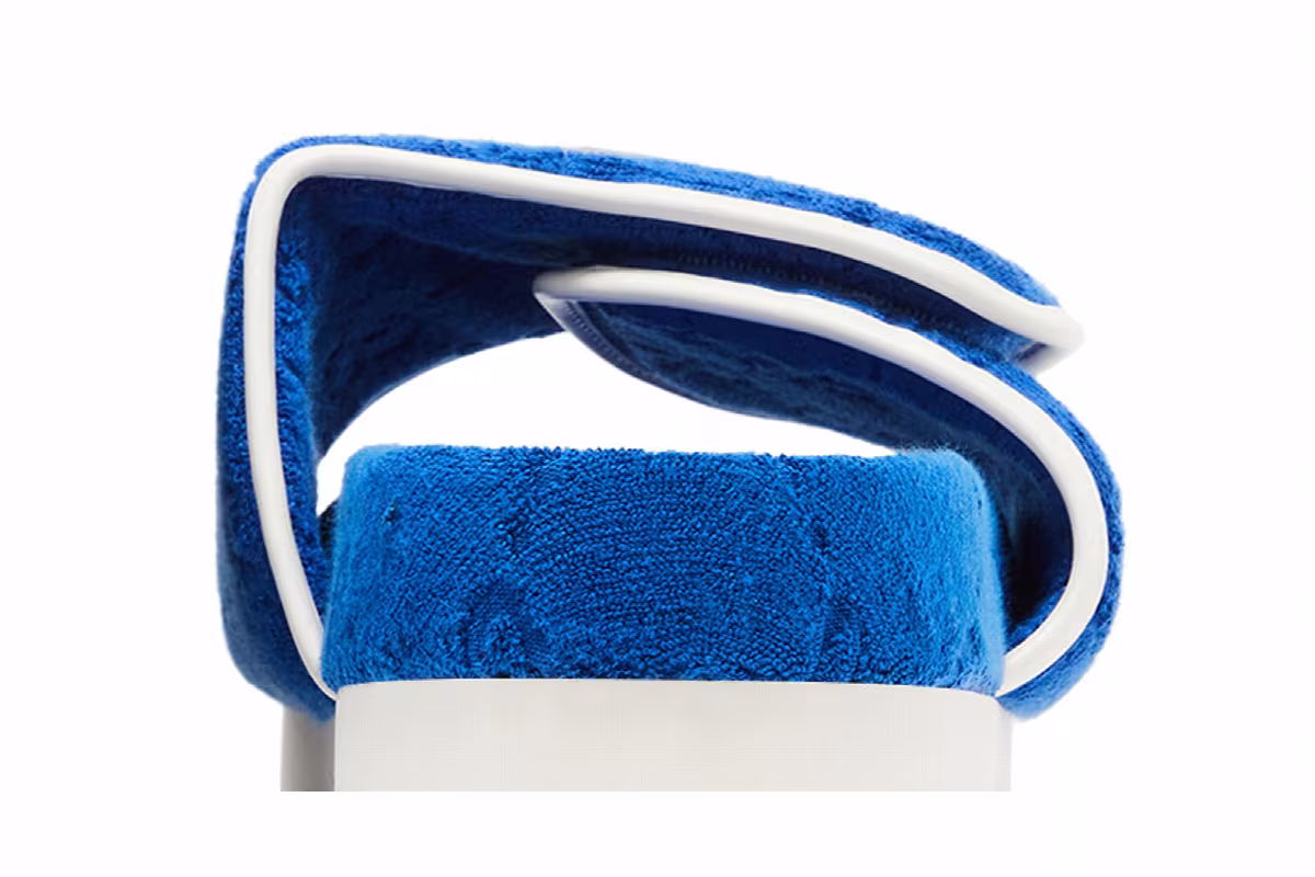 Adidas x Gucci GG Platform Sandal Blue Cotton Sponge, view 8