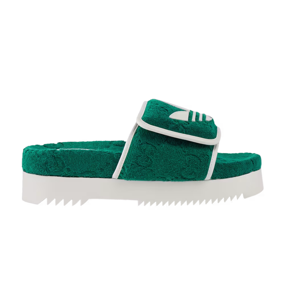 Adidas x Gucci Women's GG Platform Sandal Green Cotton Sponge