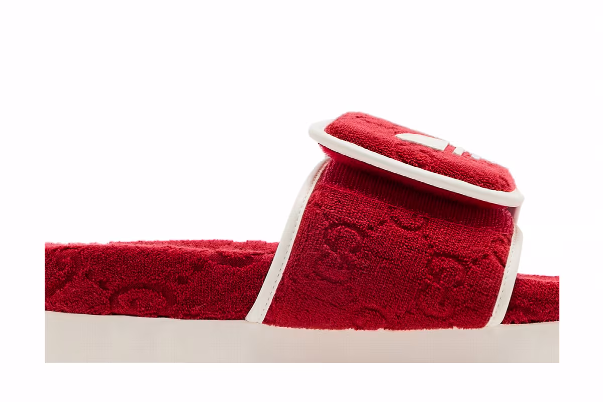 Adidas x Gucci Women's GG Platform Sandal Red Cotton Sponge, view 3