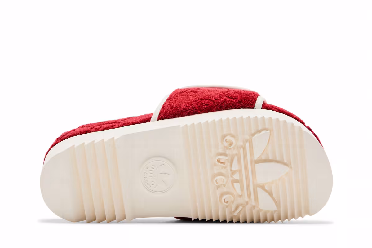 Adidas x Gucci Women's GG Platform Sandal Red Cotton Sponge, view 5