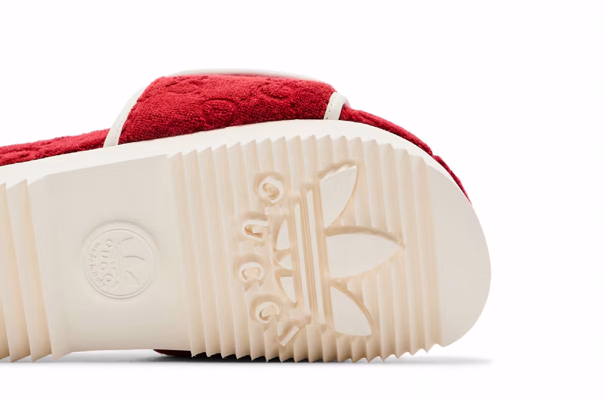 Adidas x Gucci Women's GG Platform Sandal Red Cotton Sponge, view 6