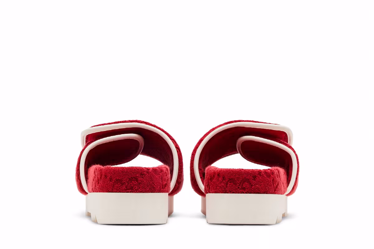 Adidas x Gucci Women's GG Platform Sandal Red Cotton Sponge, view 7