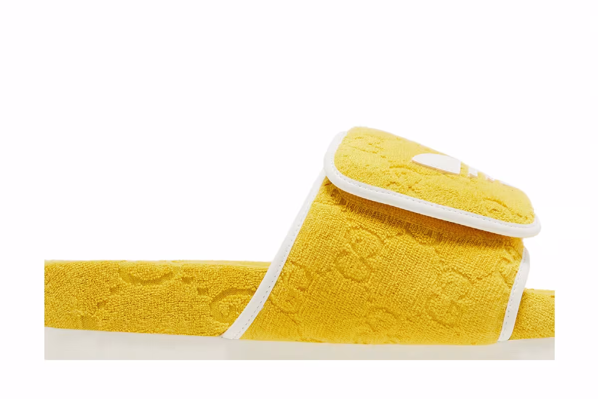 Adidas x Gucci GG Platform Sandal Yellow Cotton Sponge, view 3