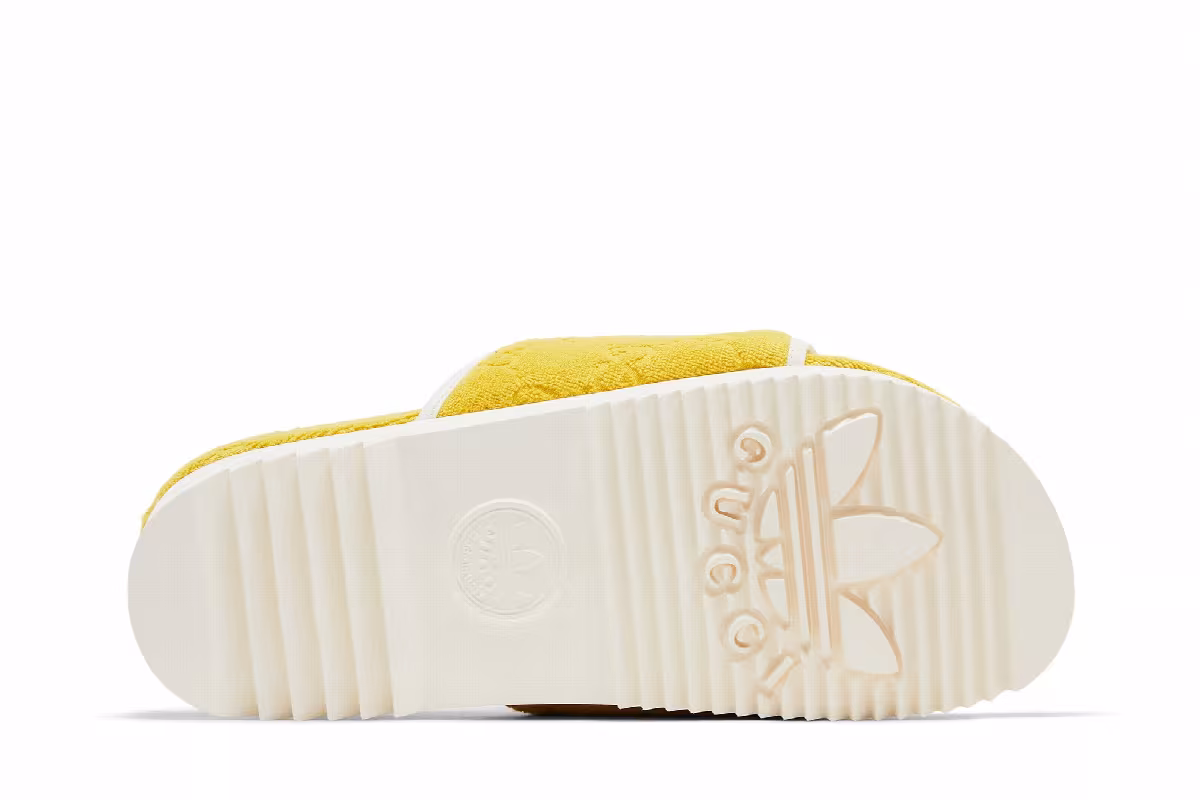 Adidas x Gucci GG Platform Sandal Yellow Cotton Sponge, view 5