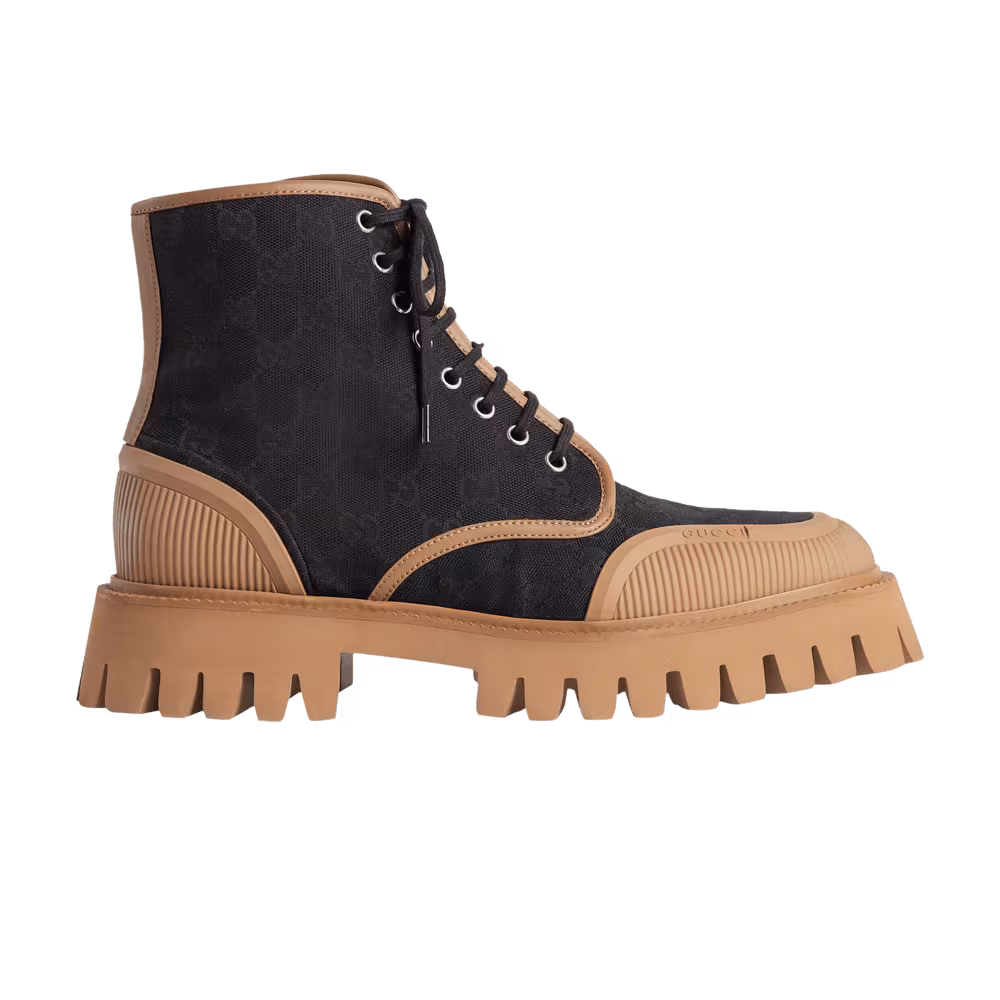 Gucci Lace Up Boot Maxi GG - Black Koi Beige