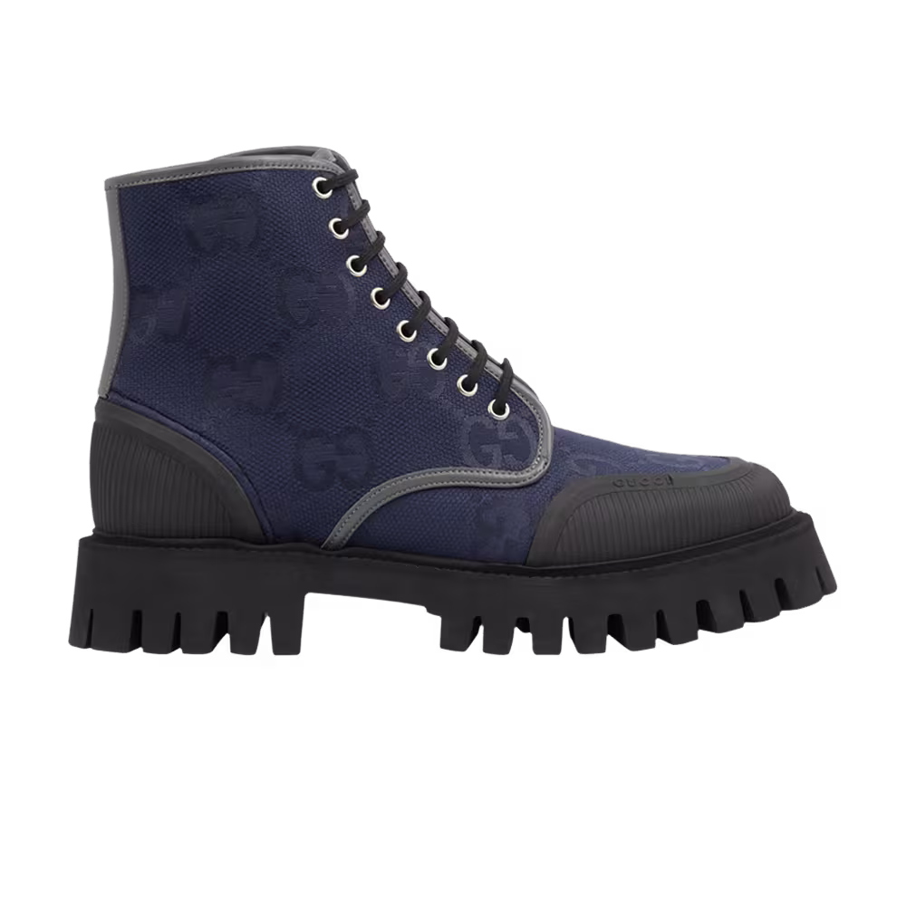 Gucci Lace Up Boot Maxi GG - Navy