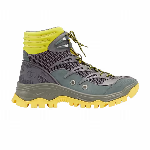 Gucci Lace Up Boot 'Grey Dark Green Yellow'