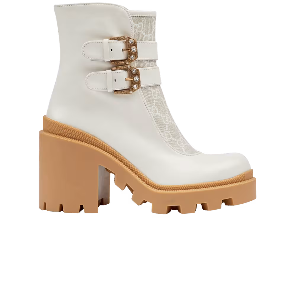 Gucci Women's Ankle Boot GG Canvas - White Gum