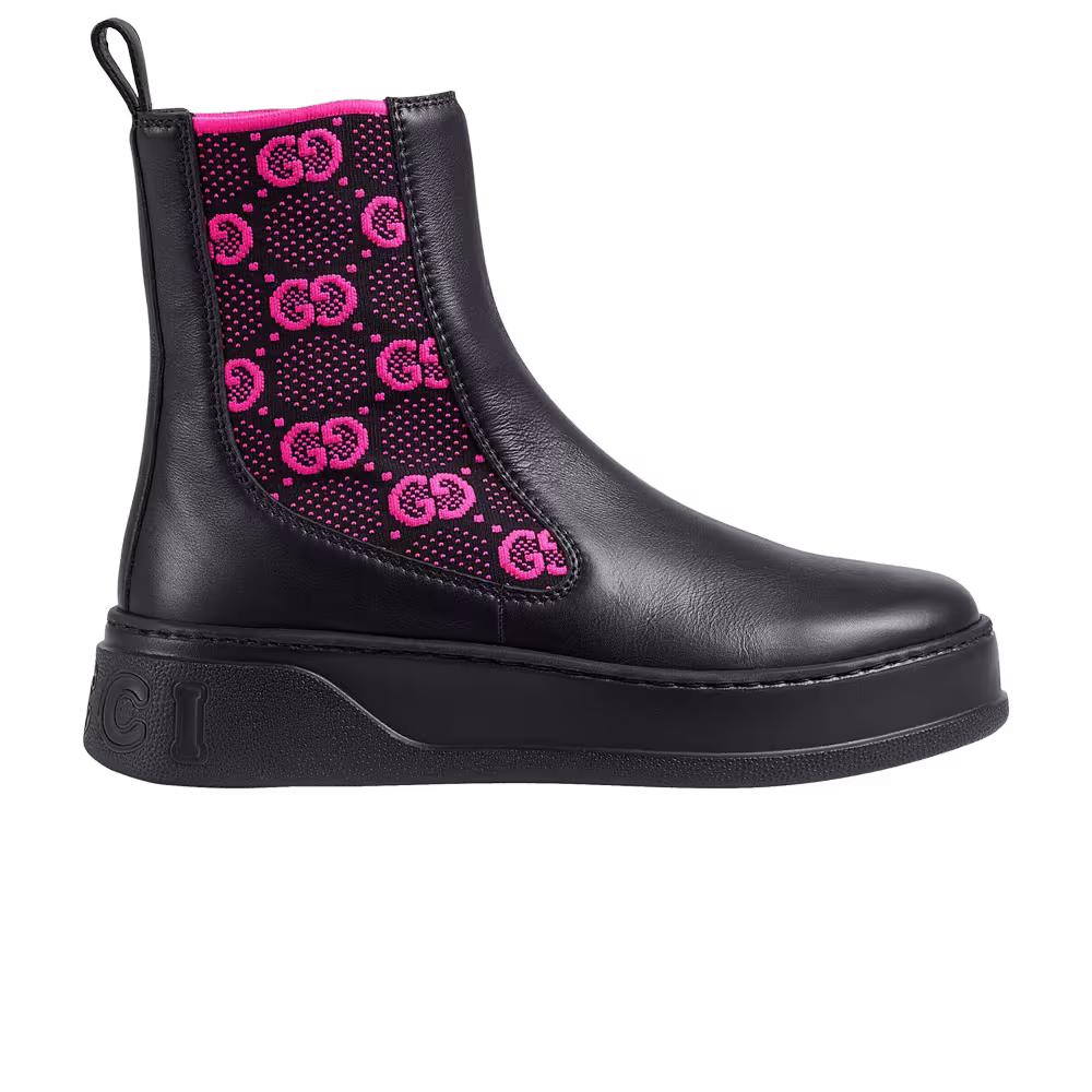 Gucci Women's Boot GG Jersey - Black Fuchsia