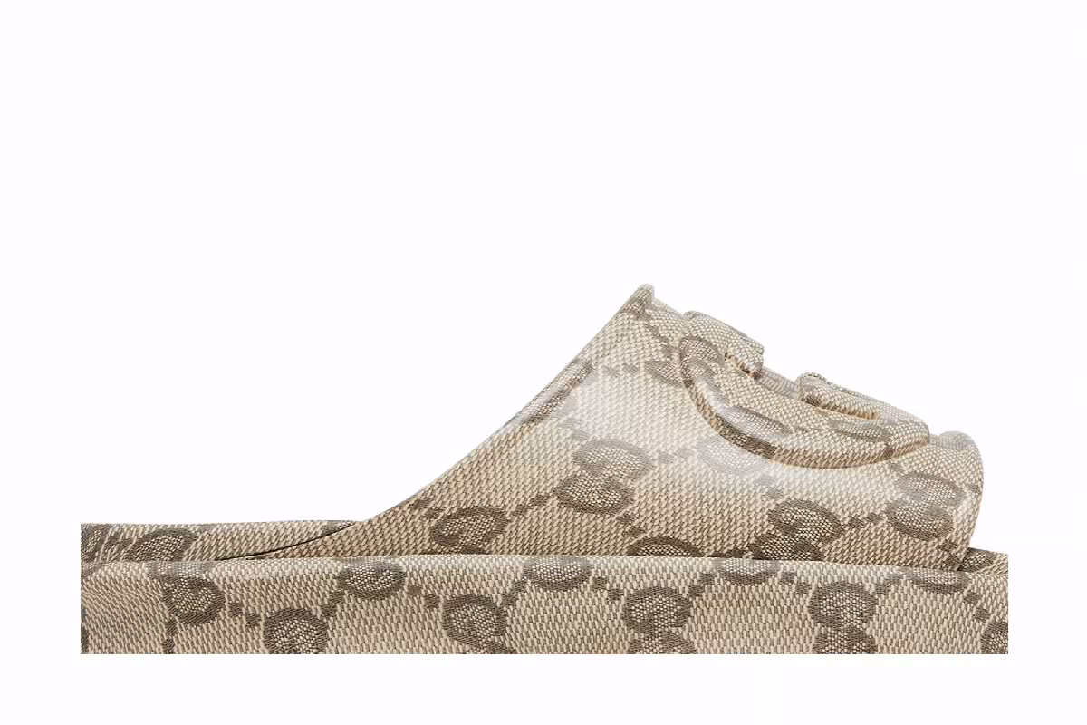 Gucci GG Slide Sandal Interlocking G - Beige Ebony, view 3