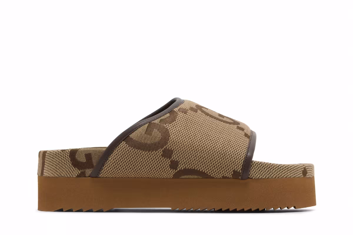 Gucci Women's Jumbo GG Platform Slide Camel Ebony Monogram, view 2