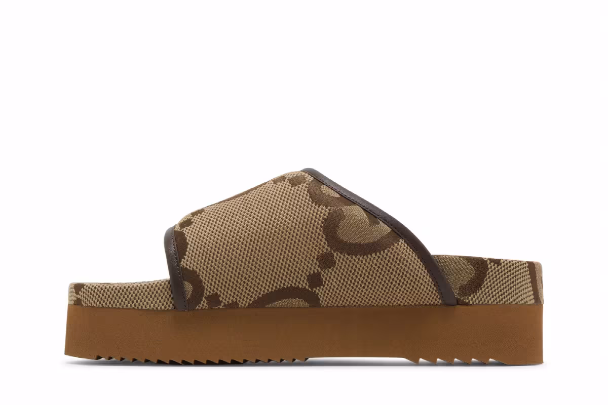 Gucci Women's Jumbo GG Platform Slide Camel Ebony Monogram, view 4