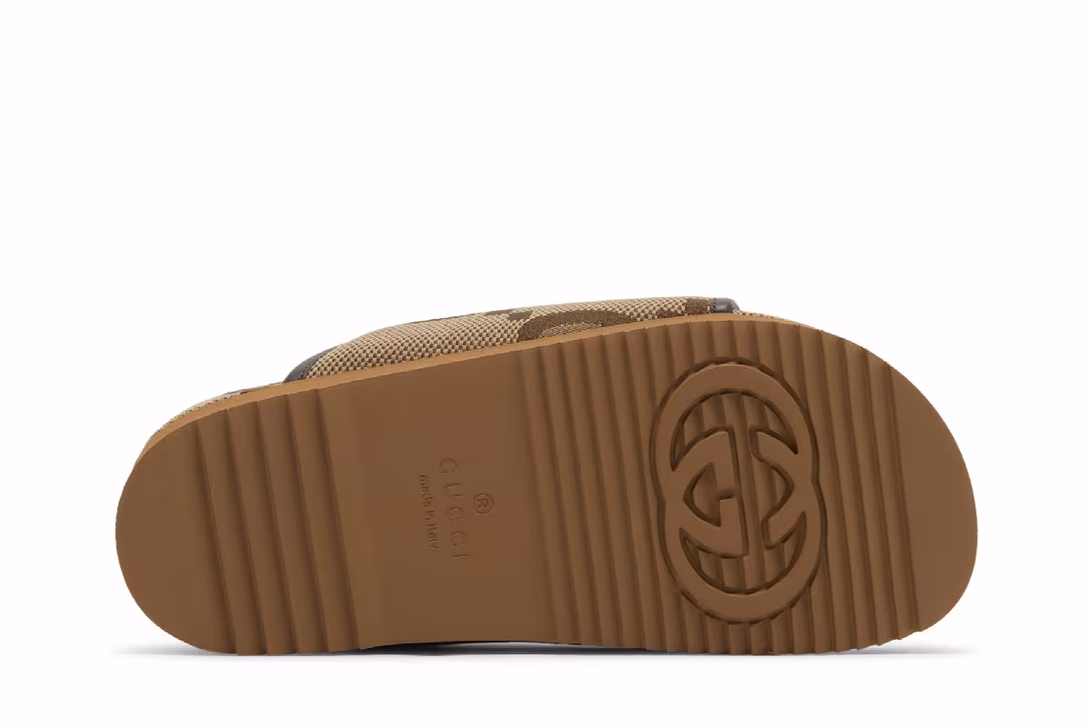 Gucci Women's Jumbo GG Platform Slide Camel Ebony Monogram, view 5