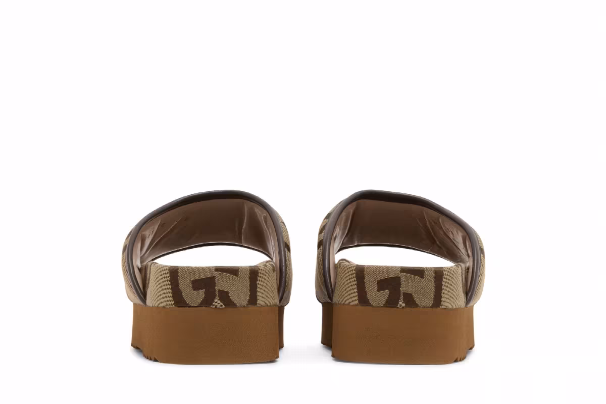 Gucci Women's Jumbo GG Platform Slide Camel Ebony Monogram, view 7