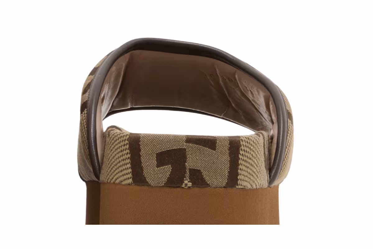Gucci Women's Jumbo GG Platform Slide Camel Ebony Monogram, view 8