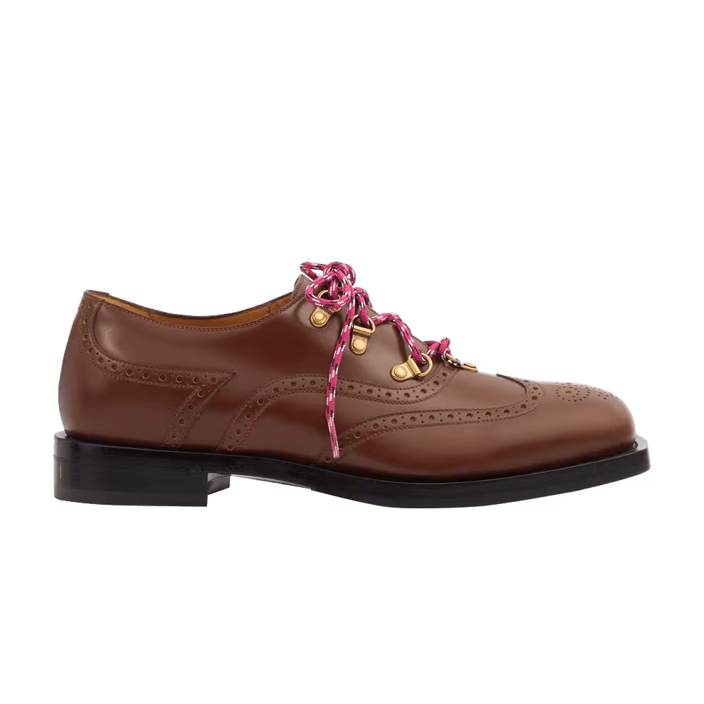 Gucci Brogue Detail Lace Up Brown