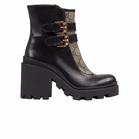 Gucci Wmns Ankle Boot 'Buckles - Black Beige'