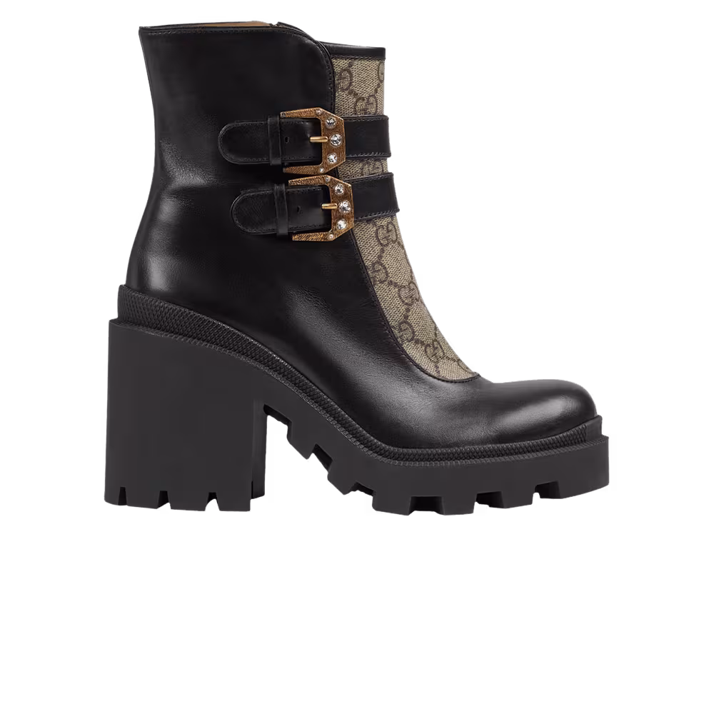Gucci Women's Ankle Boot Buckles - Black Beige