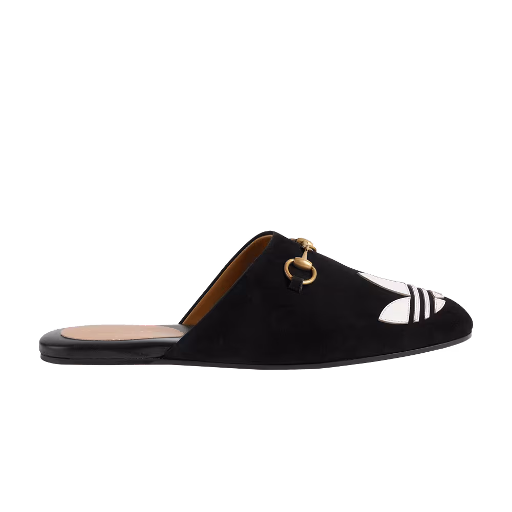 Adidas x Gucci Women's Trefoil Slipper Black Suede