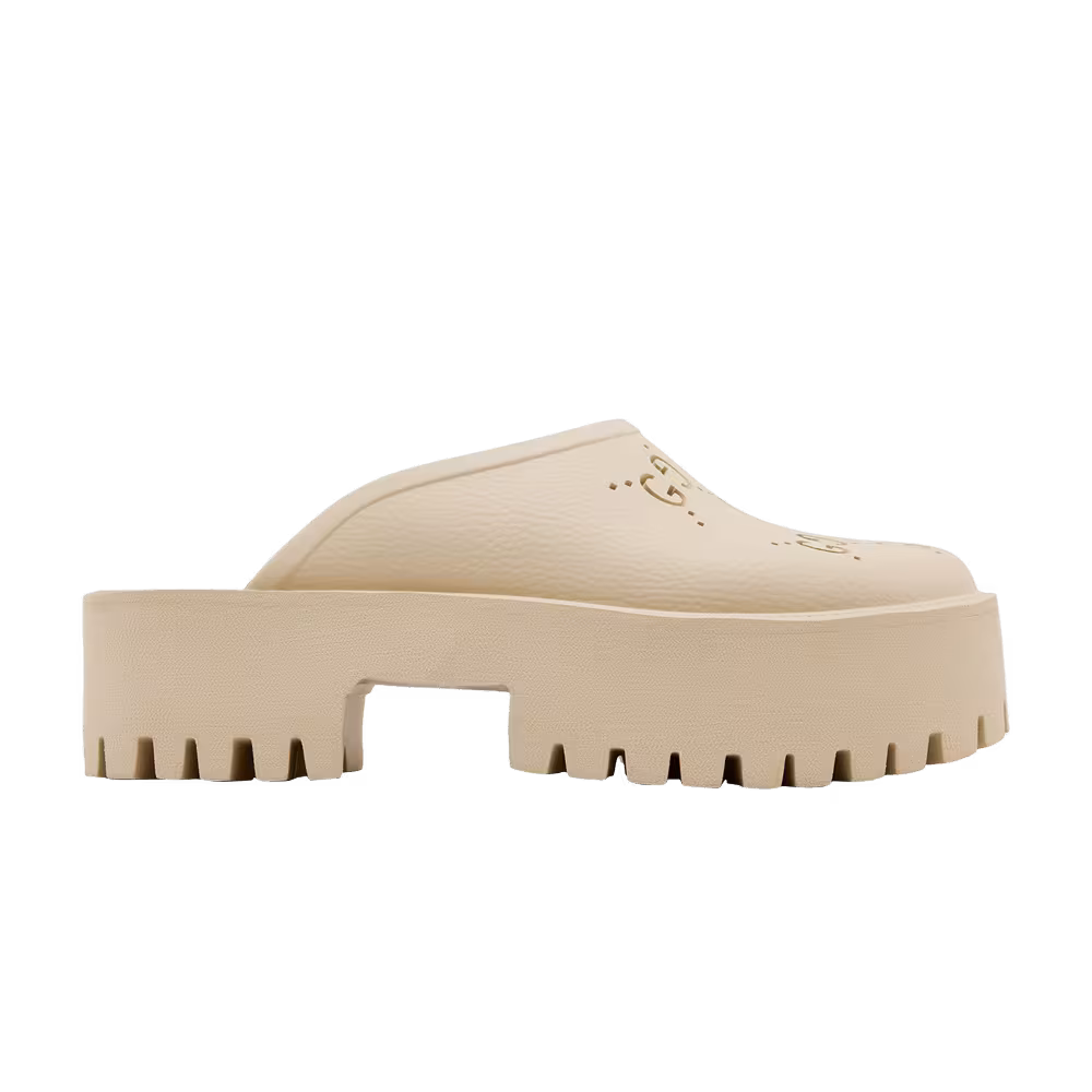 Gucci Women's Platform Perforated G Sandal White Rubber