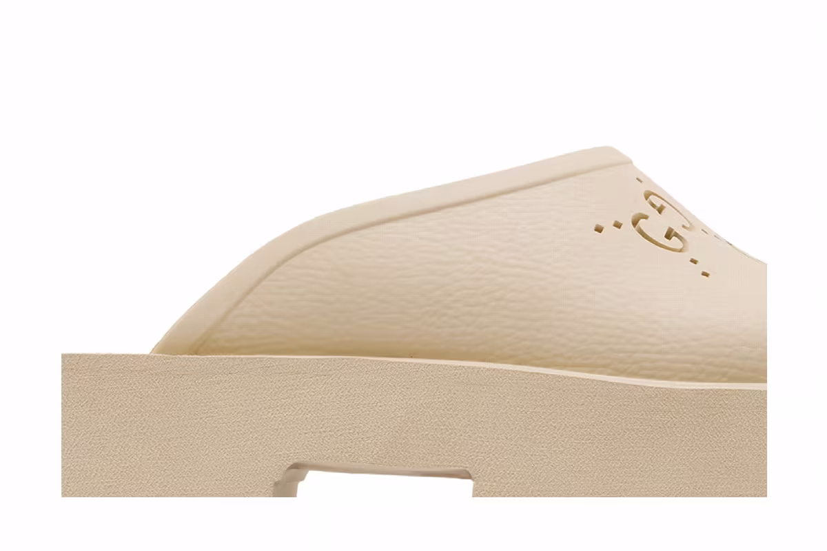Gucci Women's Platform Perforated G Sandal White Rubber, view 3