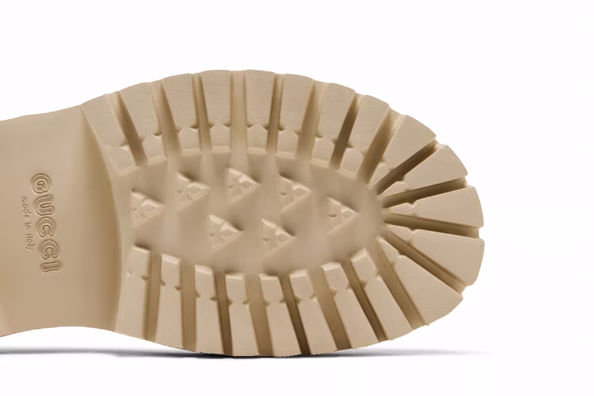 Gucci Women's Platform Perforated G Sandal White Rubber, view 6