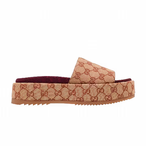 Gucci Wmns GG Slide Sandal 'Monogram - Beige Brick Red'