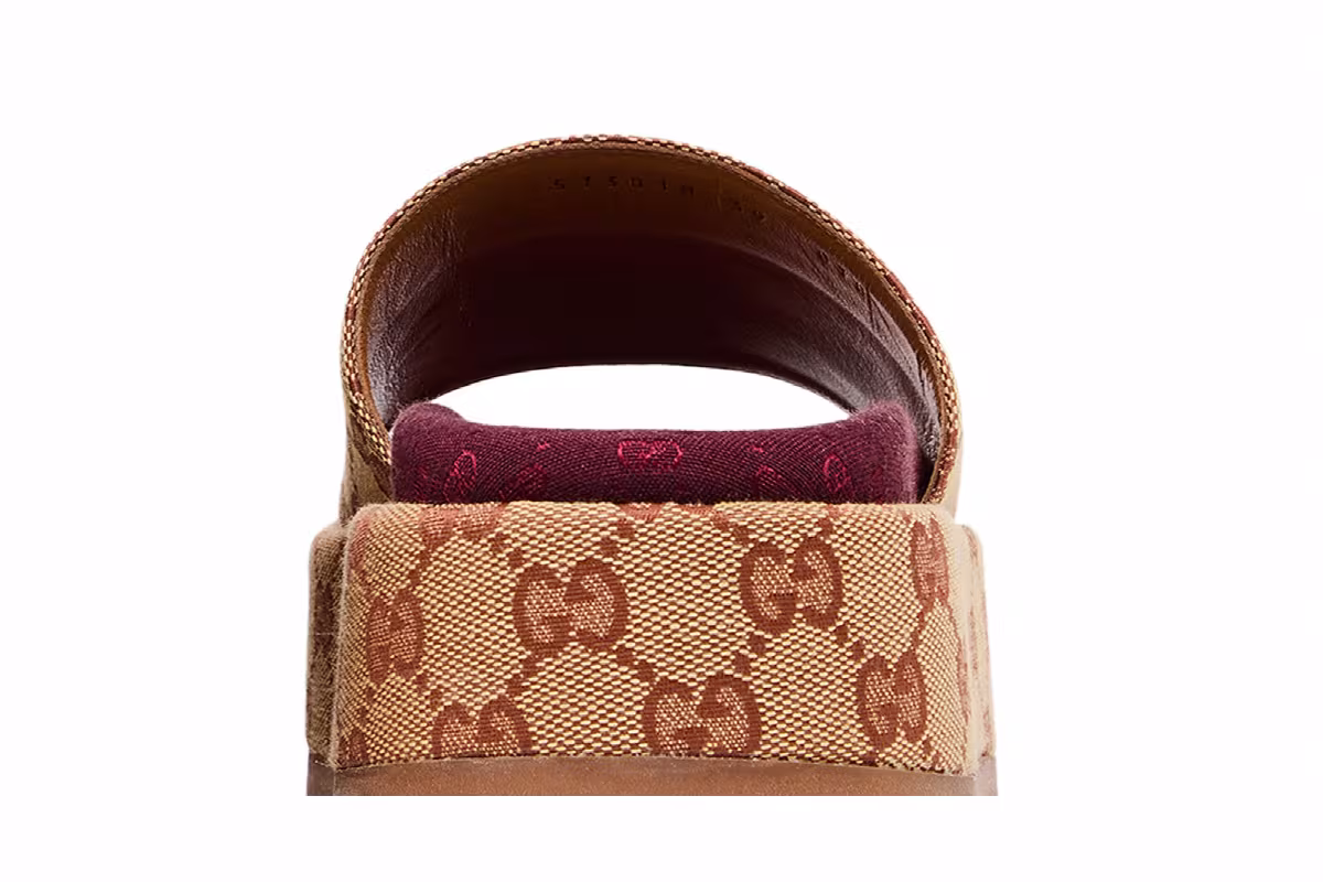 Gucci Women's GG Slide Sandal Monogram - Beige Brick Red, view 8