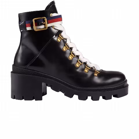 Gucci Wmns Sylvie Web 55mm Ankle Boot 'Black Mystic White Red'