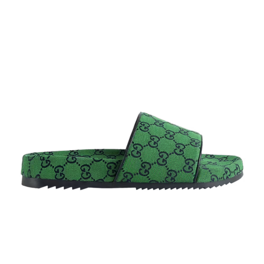 Gucci GG Canvas Slide Sandal Green Monogram