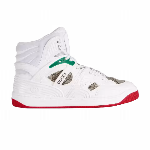 Gucci Wmns Basket Sneaker High 'White Demetra Red'