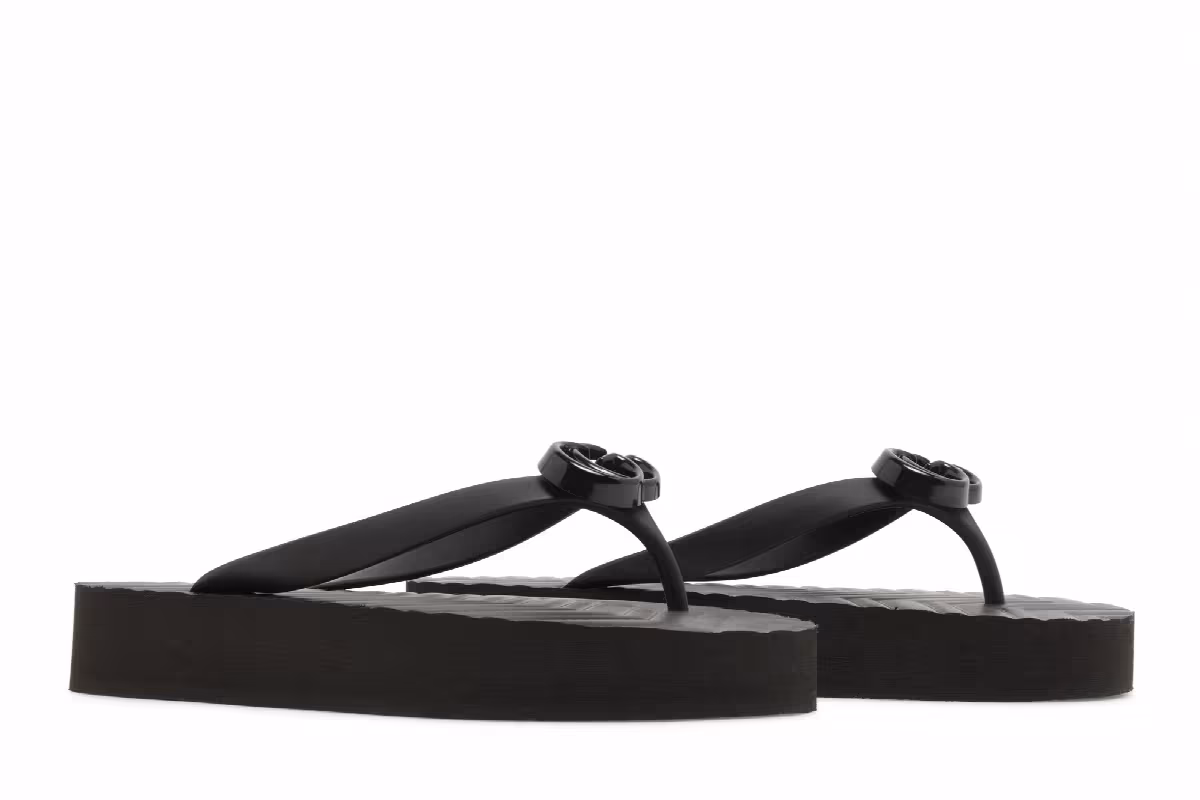 Gucci Women's Chevron Thong Sandal Black, view 9